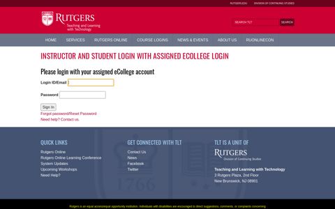 Instructor and Student Login with Assigned eCollege Login ...