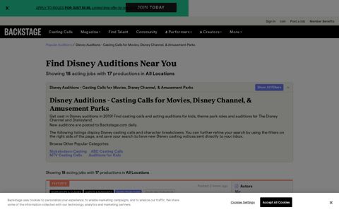 Disney Auditions - Casting Calls for Movies ... - Backstage