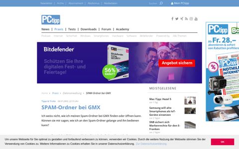 SPAM-Ordner bei GMX - pctipp.ch