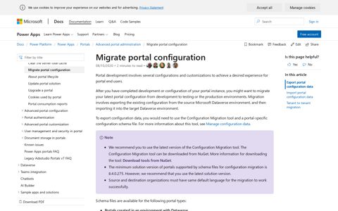 Migrate portal configuration - Power Apps | Microsoft Docs