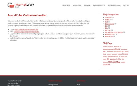 RoundCube Online-Webmailer - InternetWerk GmbH