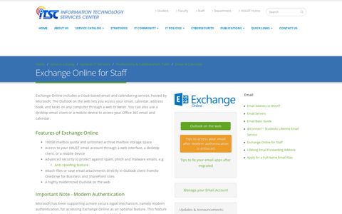 Exchange Online for Staff | ITSC