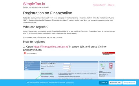 Registration on Finanzonline | SimpleTax.io