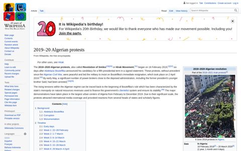 2019–20 Algerian protests - Wikipedia