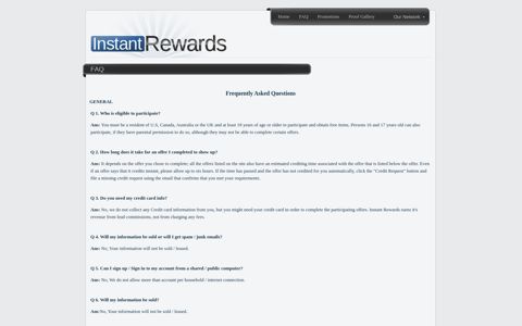 FAQ - Instant Rewards