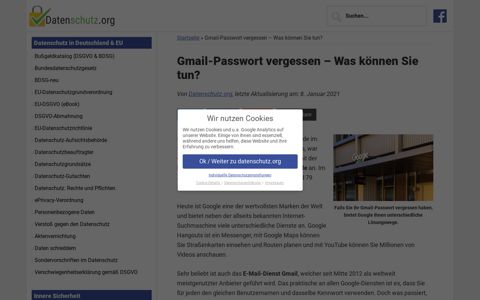 Gmail-Passwort vergessen - Was tun? ¦ datenschutz.org