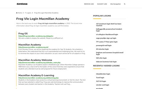 Frog Vle Login Macmillan Academy ❤️ One Click Access