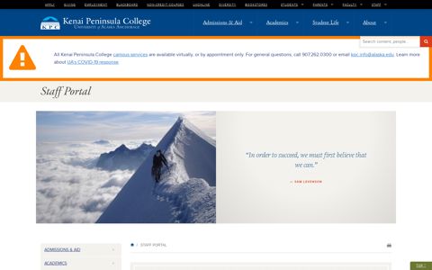 Staff Portal | Kenai Peninsula College