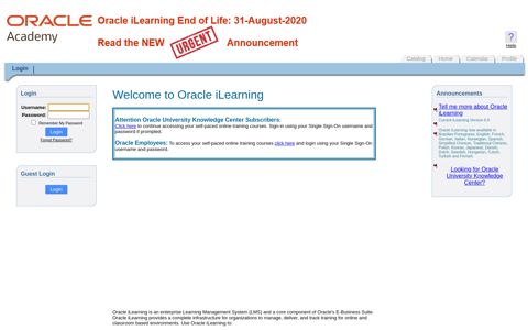 Login - iLearning - Oracle