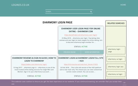 eharmony login page - General Information about Login