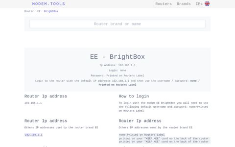 EE BrightBox Default Router Login and Password - Modem.Tools