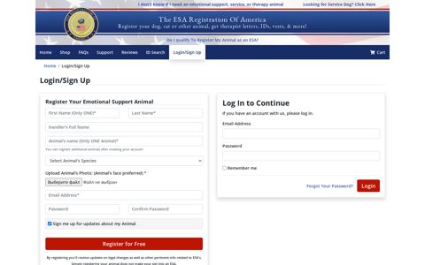 ESA Registration of America - Emotional Support Animal