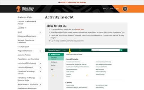 Activity Insight login | Idaho State University