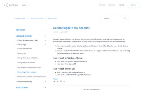 Cannot login to my account – GateHub Support