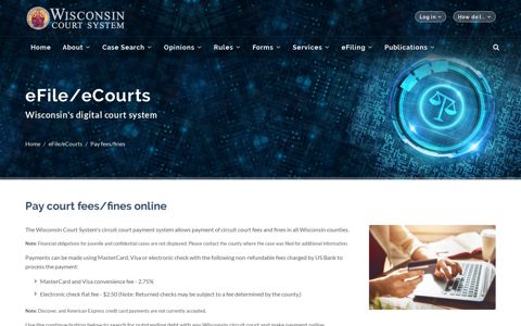 Pay court fees/fines online - Wisconsin Court System