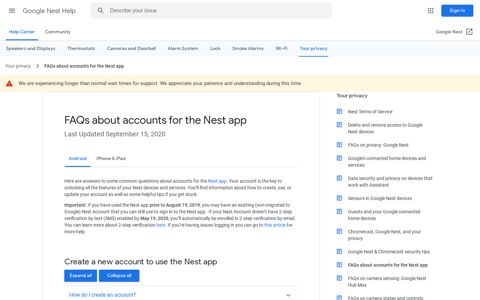 FAQs about accounts for the Nest app - Android - Google Nest ...