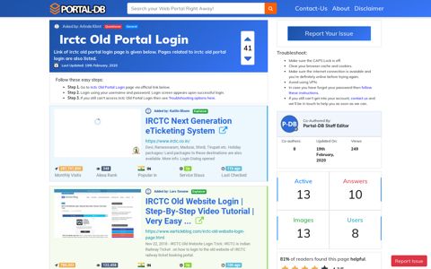 Irctc Old Portal Login - Portal-DB.live