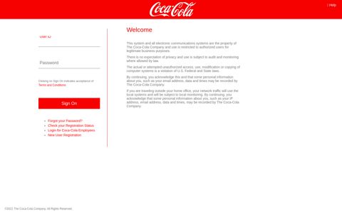 Registered Users Sign On - Coca-Cola