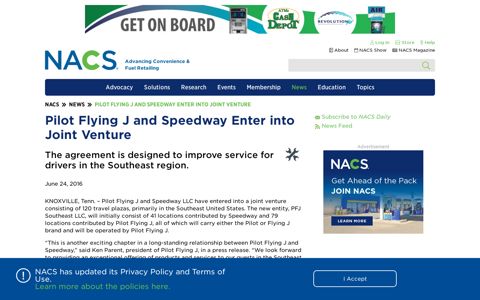 Pilot Flying J and Speedway Enter into Joint Venture | NACS