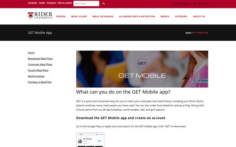 GET Mobile App - Rider University Dining