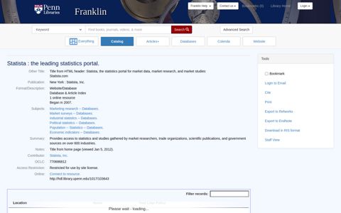 Statista : the leading statistics portal. - Franklin