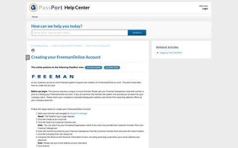Creating your FreemanOnline Account : Help Center