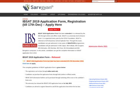 IBSAT 2019 Application Form, Registration (till 17th Dec ...
