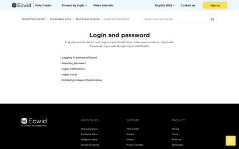 Login and password – Ecwid Help Center