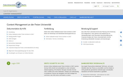 Content Management System (CMS) - CeDiS FU Berlin - Freie ...