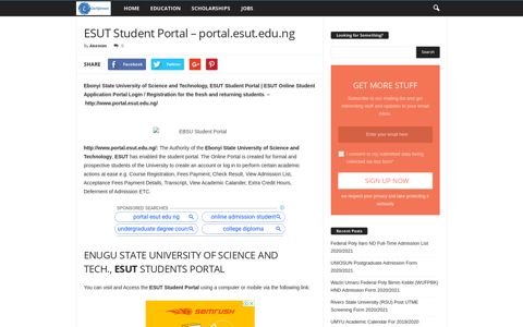 ESUT Student Portal - portal.esut.edu.ng - Eduinformant
