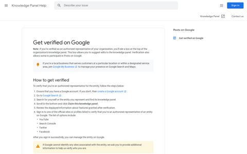 Get verified on Google - Knowledge Panel Help