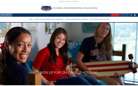 Sign up for on-campus housing - FAU