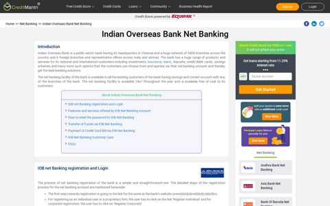 Indian Overseas Bank Net Banking - CreditMantri