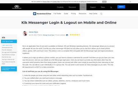 Kik Messenger Login & Logout Mobile and Online- Dr.Fone