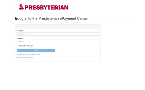Log in to the Presbyterian ePayment Center