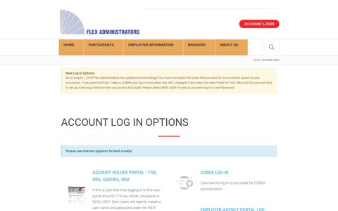 Account Log In - Flex Administrators
