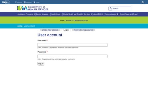 User account | Iowa Department of Human Services