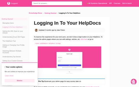 Logging In To Your HelpDocs - HelpDocs Support