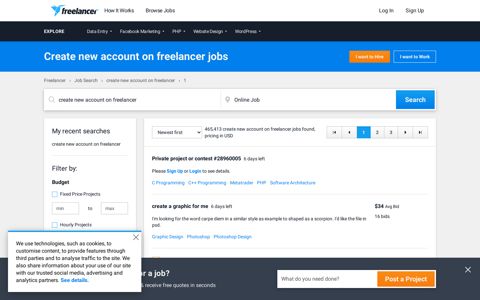 Create new account on freelancer Jobs, Employment ...