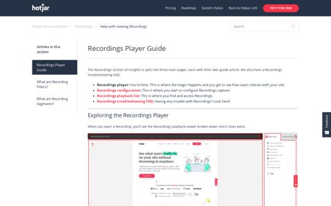 Recordings Player Guide – Hotjar Documentation