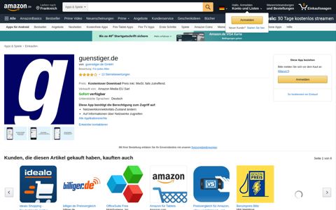 guenstiger.de: Amazon.de: Apps für Android