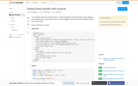 Testing React portals with enzyme - Stack Overflow