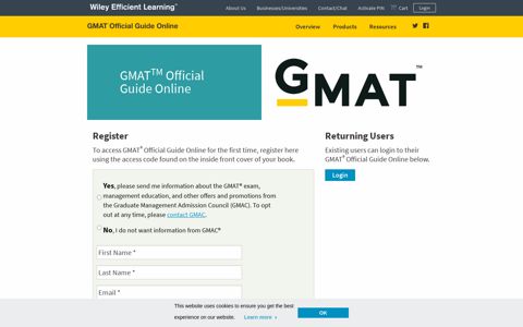 GMAT Register – GMAT™ Official Guide Online - Wiley ...