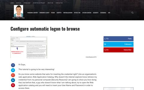 Configure automatic logon to browse - PelegIT