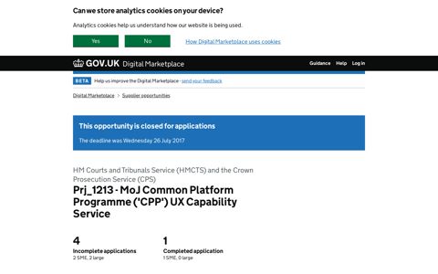 Prj_1213 - MoJ Common Platform Programme ('CPP') UX ...