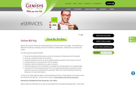 Online & Mobile Bill Pay Service - Genisys® Credit Union