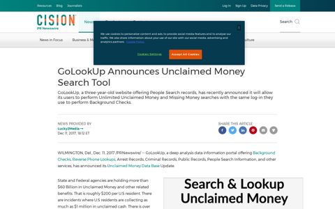 GoLookUp Announces Unclaimed Money Search Tool