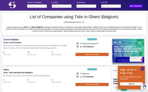 Top Companies using Tidio in Ghent | Tidio Developers - Soleadify