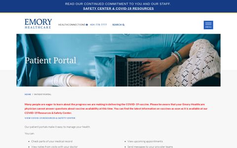 Emory Healthcare Patient Portal - Atlanta, GA - Emory ...