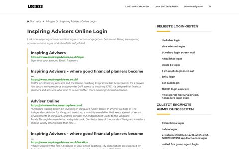 Inspiring Advisers Online Login | Allgemeine Informationen zur ...
